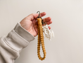 Load image into Gallery viewer, Handmade wristlet keychain with a mini macrame keychain attached to show they pair with other products.