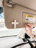 Load image into Gallery viewer, Macrame Cross Visor Clip - Handmade Christian Car Accessory