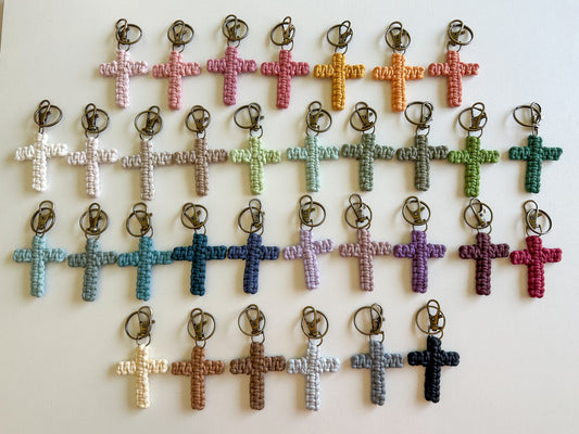 Macrame Cross Keychain - Handmade Christian Keychain Gift