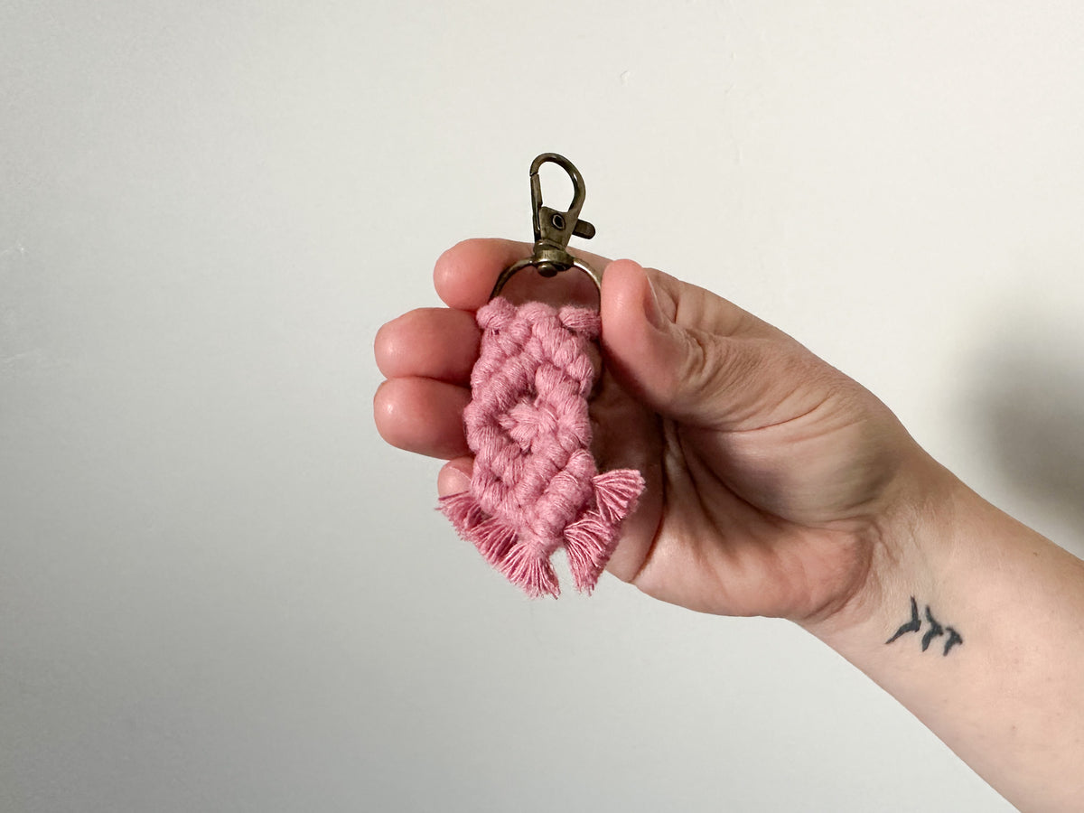 Mini Macrame Keychain - Cute Boho Bag Charm, Stocking Stuffer, Teacher Gift