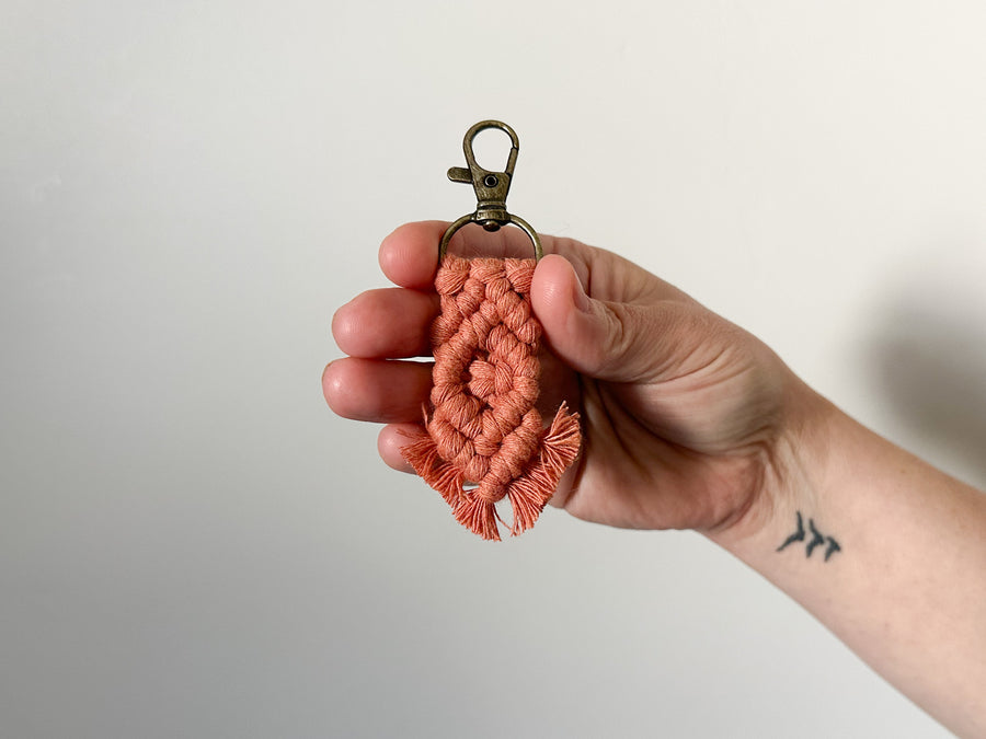 Mini Macrame Keychain - Cute Boho Bag Charm, Stocking Stuffer, Teacher Gift
