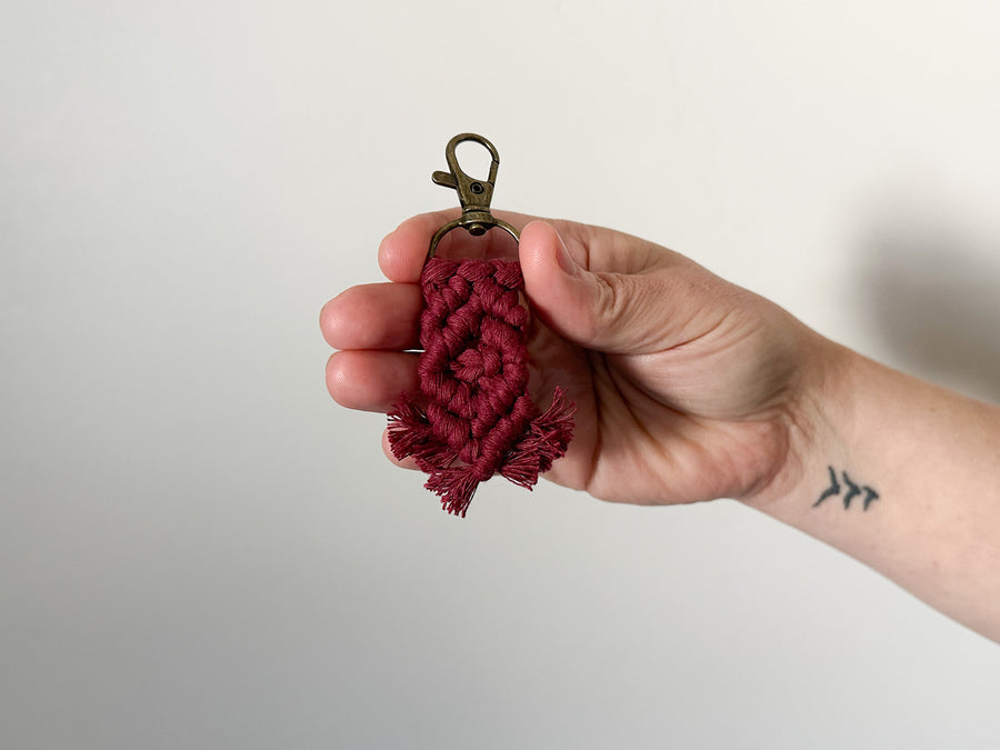 Mini Macrame Keychain - Cute Boho Bag Charm, Stocking Stuffer, Teacher Gift