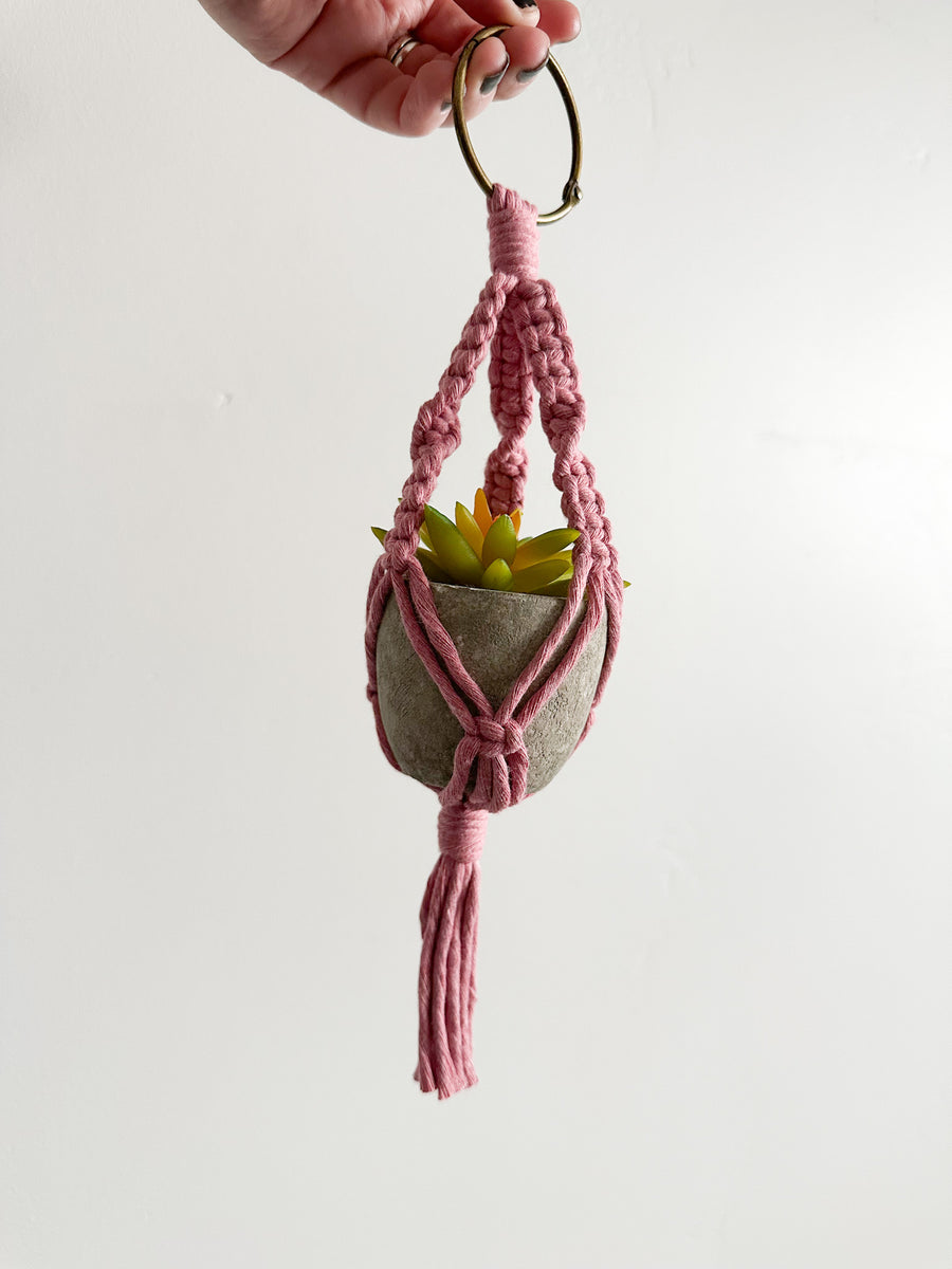 Mini Macrame Plant Hanger - Handmade Car Charm or Gift
