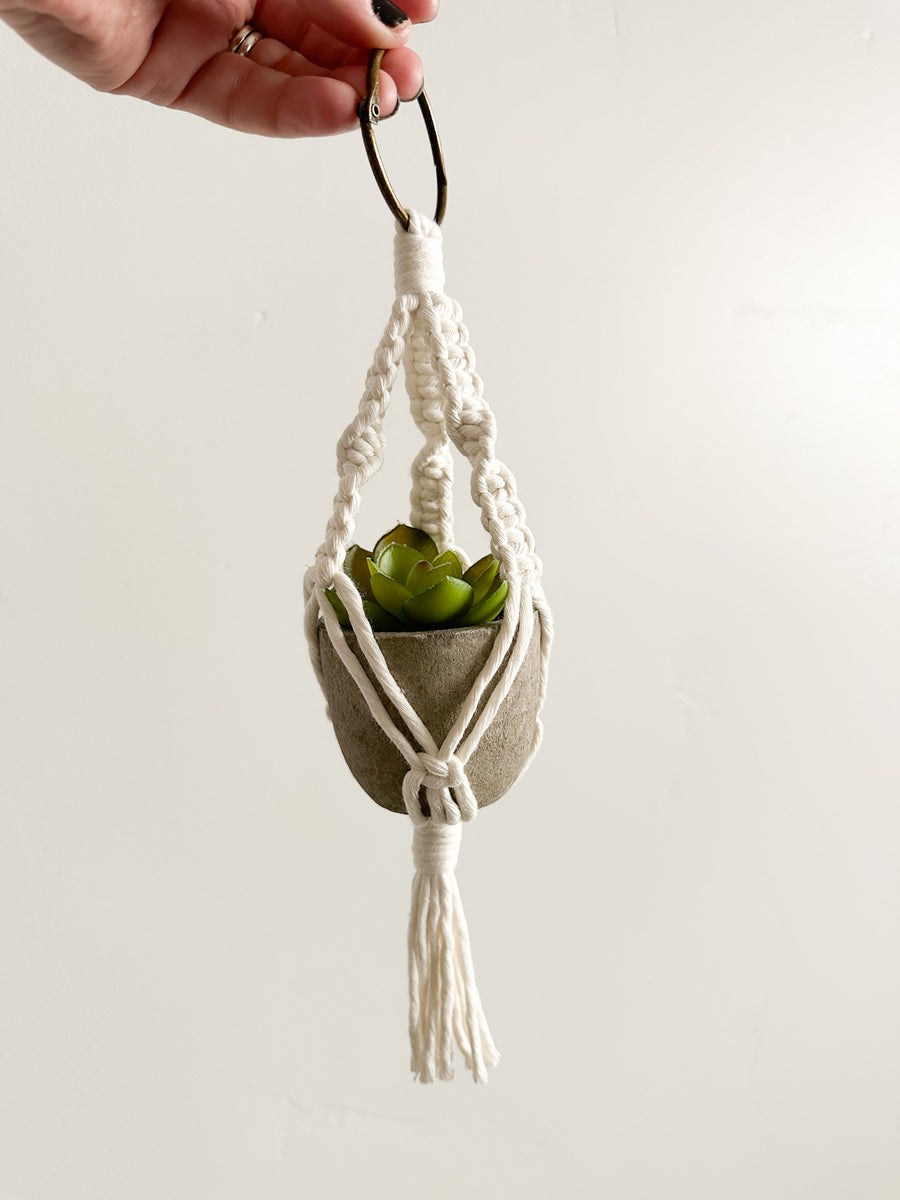 Mini Macrame Plant Hanger - Handmade Car Charm or Gift