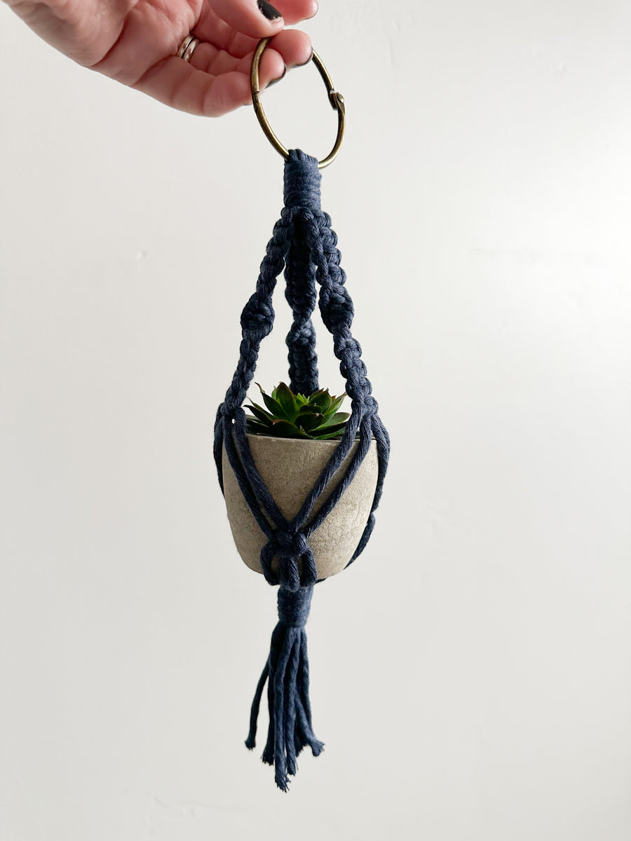 Mini Macrame Plant Hanger - Handmade Car Charm or Gift