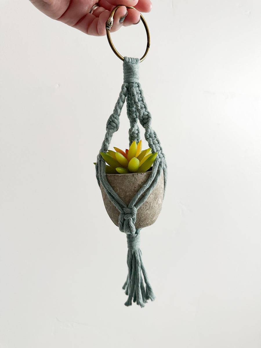 Mini Macrame Plant Hanger - Handmade Car Charm or Gift