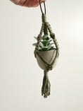 Load image into Gallery viewer, Mini Macrame Plant Hanger with Faux Succulent
