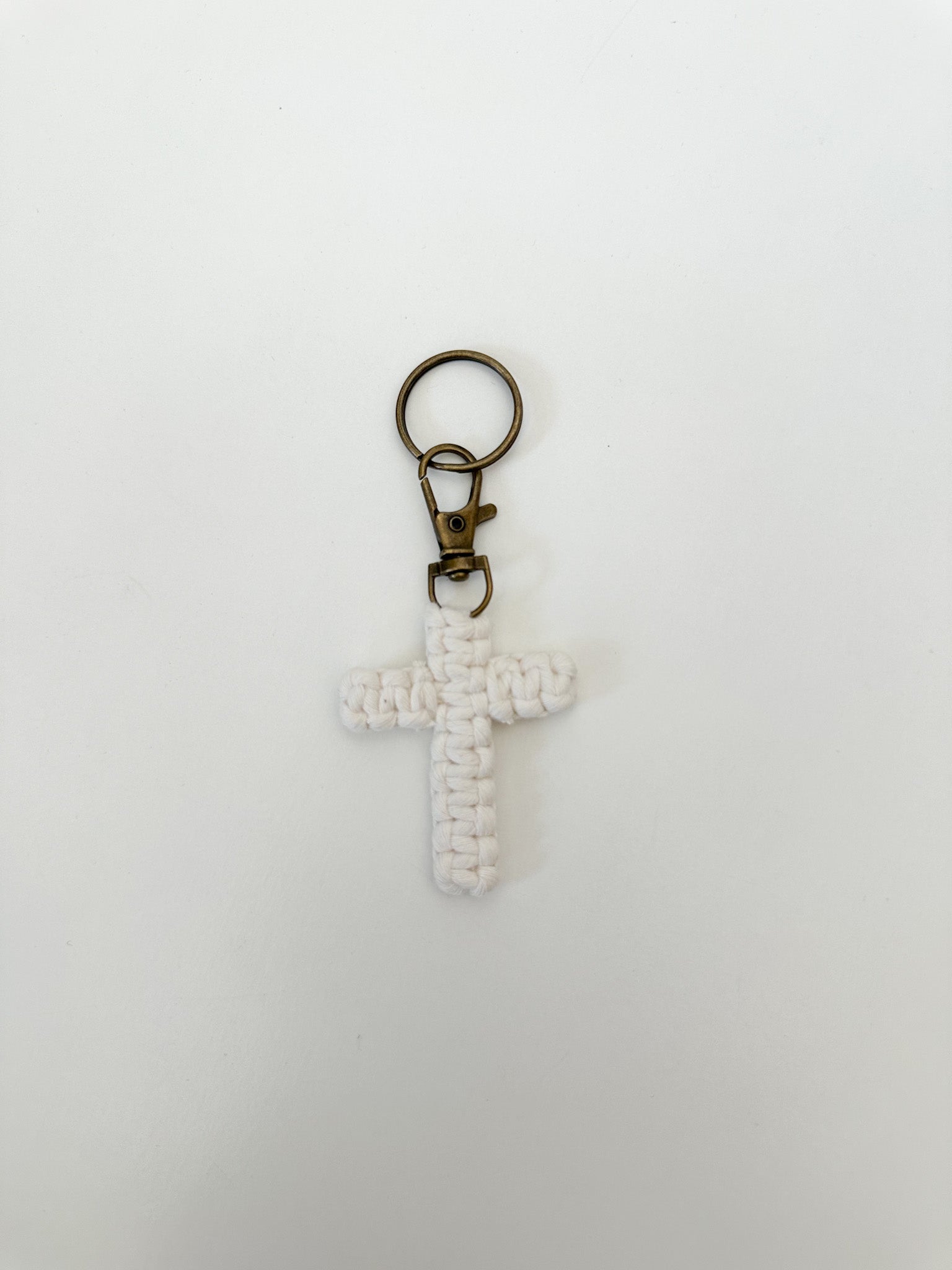 Macrame Cross Keychain - Natural