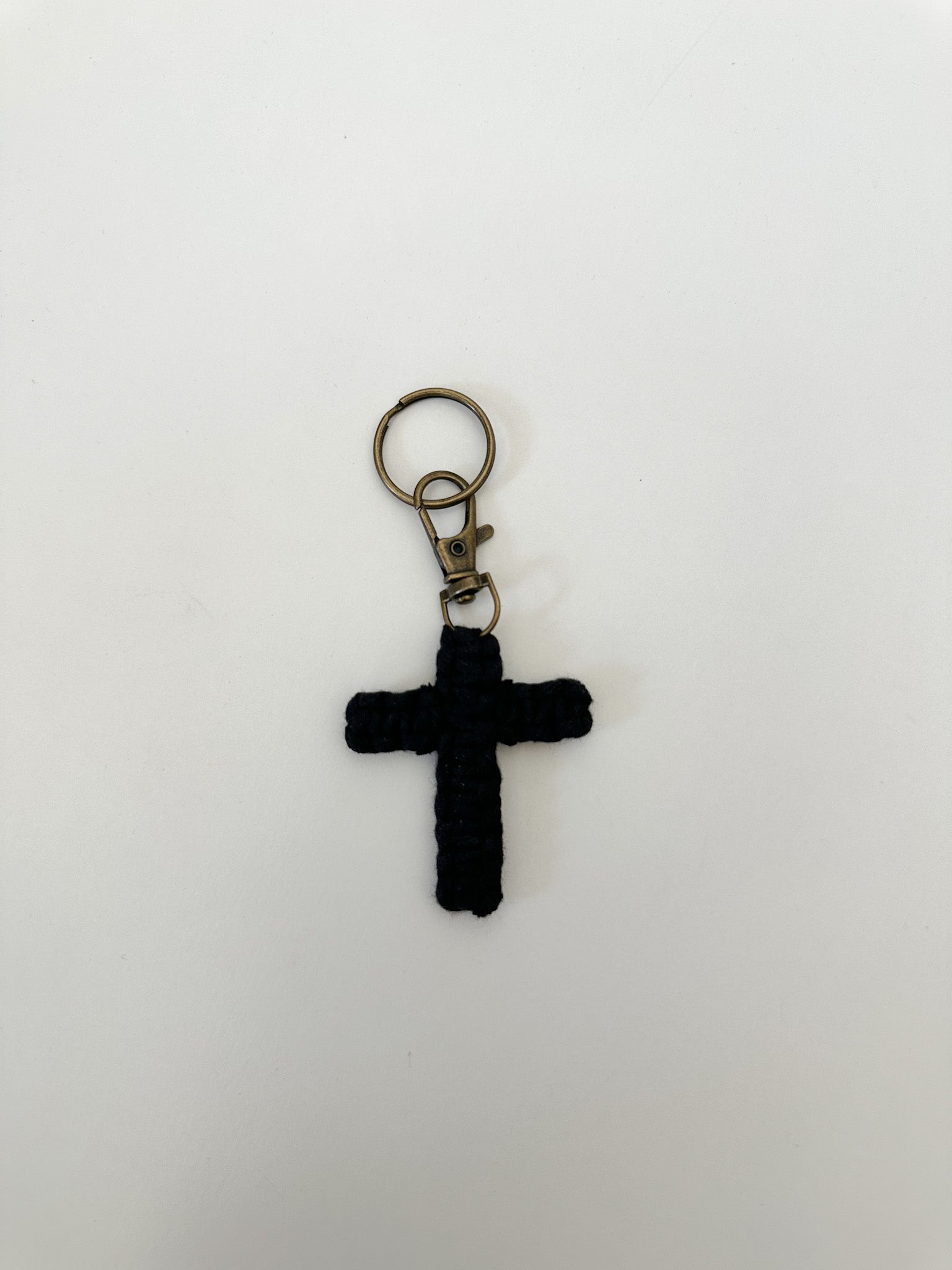Macrame Cross Keychain - Black